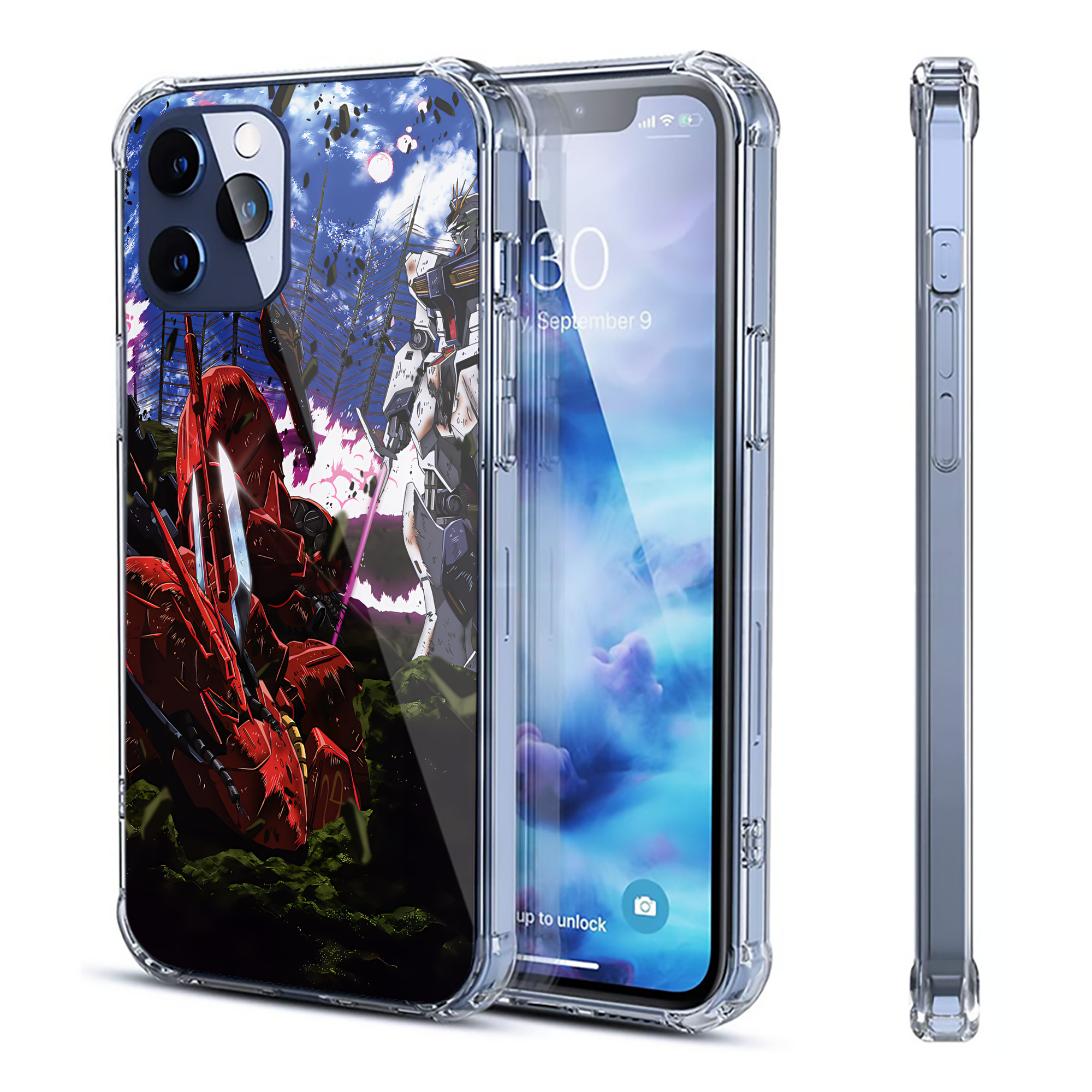 （画像用） 機動戦士ガンダム Mobile Suit Gundam 【iPhone 12シリーズ対応】透明スマホケース（クリアソフトケース）